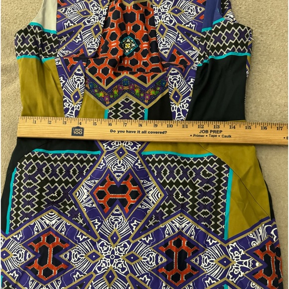 ETRO Multi Colored Stretch Cotton Tribal Print Sleeveless Sheath Dress Size 44 - Picture 7 of 9